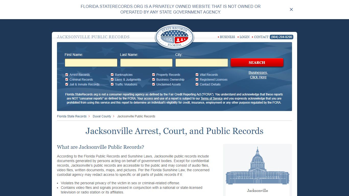 Jacksonville Arrest and Public Records | Florida.StateRecords.org